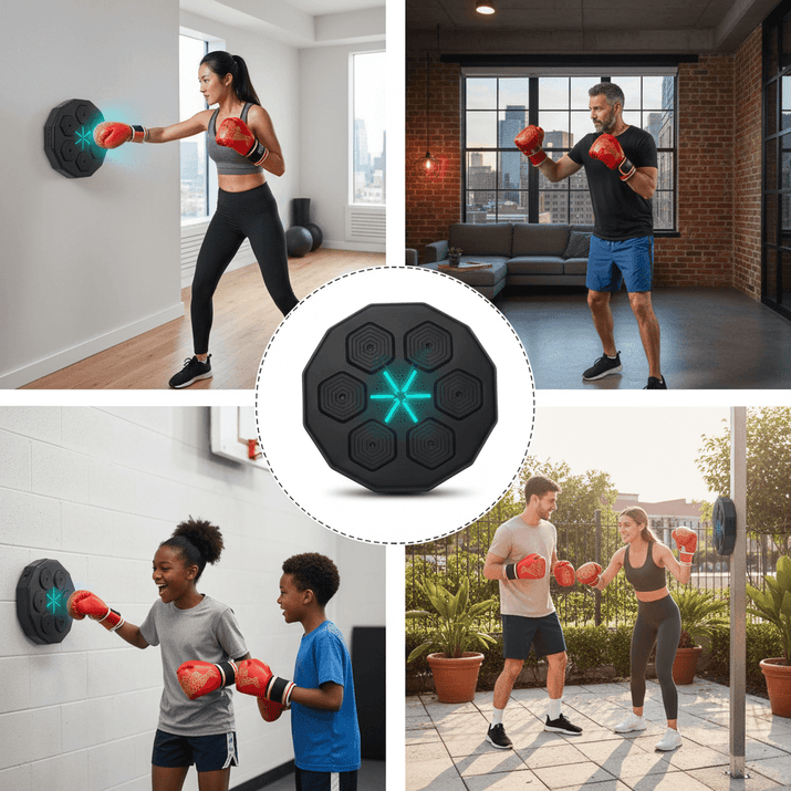 Music boxing machine by HitTempo being used by a collage of people